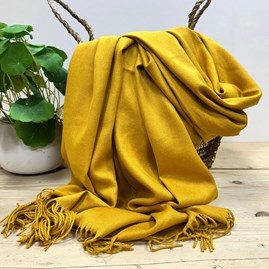 Pashmina Gifts For Women Bridesmaids Gift Maid of Honour Gift Tassel Scarf in Mustard