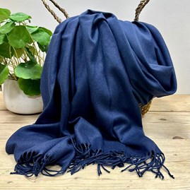 Super Soft Plain Pashmina Style Scarf in Navy Blue Pashmina Gifts For Women Bridesmaids Gift Maid of Honour Gift Tassel Scarf in Navy Blue