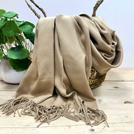 Super Soft Plain Pashmina Style Scarf in Tan Pashmina Gifts For Women Bridesmaids Gift Maid of Honour Gift Tassel Scarf in Tan