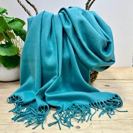 Super Soft Plain Pashmina Style Scarf in Teal Pashmina Gifts For Women Bridesmaids Gift Maid of Honour Gift Tassel Scarf in Teal