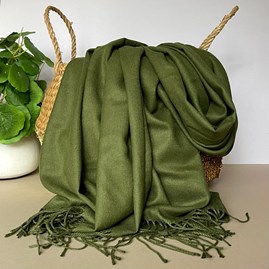 Super Soft Plain Pashmina Style Scarf in Army Green Pashmina Gifts For Women Bridesmaids Gift Maid of Honour Gift Tassel Scarf in Army Green