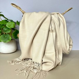 Super Soft Plain Pashmina Style Scarf in Beige Pashmina Gifts For Women Bridesmaids Gift Maid of Honour Gift Tassel Scarf in Beige