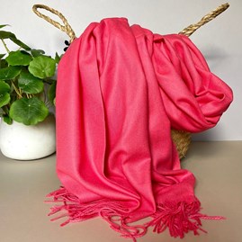 Super Soft Plain Pashmina Tassel Scarf in Candy Pink