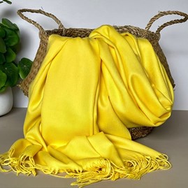 Super Soft Plain Pashmina Tassel Scarf in Yellow