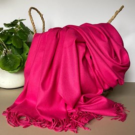 Super Soft Plain Pashmina Style Scarf in Fuchsia Pink Pashmina Gifts For Women Bridesmaids Gift Maid of Honour Gift Tassel Scarf in Fuchsia Pink