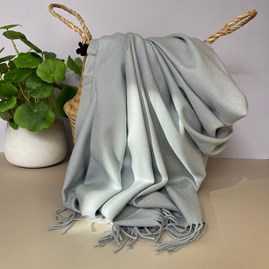 Super Soft Plain Pashmina Tassel Scarf in Light Grey