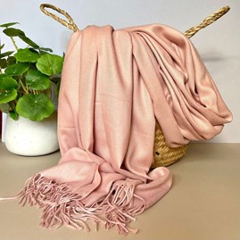 Super Soft Plain Pashmina Tassel Scarf in Light Pink