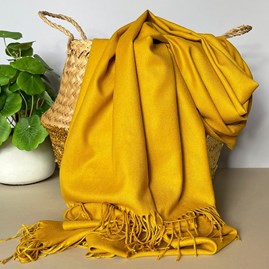 Super Soft Plain Pashmina Style Scarf in Mustard Pashmina Gifts For Women Bridesmaids Gift Maid of Honour Gift Tassel Scarf in Mustard