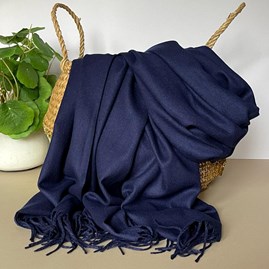Super Soft Plain Pashmina Style Scarf in Navy Blue Pashmina Gifts For Women Bridesmaids Gift Maid of Honour Gift Tassel Scarf in Navy Blue
