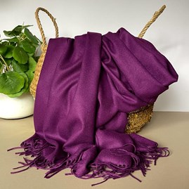 Super Soft Plain Pashmina Tassel Scarf in Purple