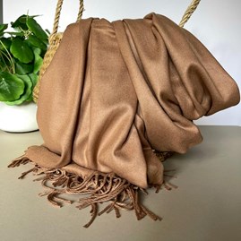 Super Soft Plain Pashmina Style Scarf in Tan Pashmina Gifts For Women Bridesmaids Gift Maid of Honour Gift Tassel Scarf in Tan