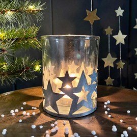 Tea Light Holder with Silver Stars Tea Light Holder with Silver Stars