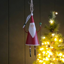 Festive Decorations Quirky Novelty Christmas Tree Decoration Metal Hanging Santa Bauble