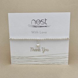 'Thank You' Beaded Charm Bracelet Beaded Bracelet Carded Bracelet Sentiment Heart Silver Plated jewellery Thank You Teacher Gifts