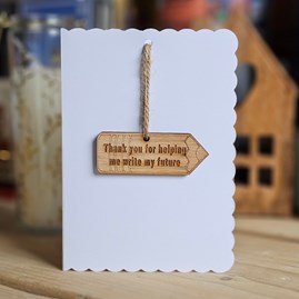 'Thank You For Helping Me' Teacher Decoration and Card Thank You Teacher Gifts Sentiment Keepsake Gifts Wooden Hanging Decoration Card