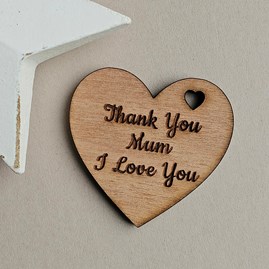 'Thank You Mum I Love You' Wooden Heart Pocket Token Mother Of The Bride Gifts Mother Of The Groom Gifts Wooden Sentiment Token Wooden Keepsake Gifts