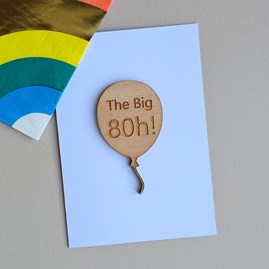 'The Big 80h!' 80th Birthday Wooden Token and Card 80th Birthday Card Wooden Sentiment Token Wooden Keepsake Gift Sentiment Gifts