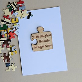 'The Bigger Picture' Jigsaw Pocket Token and Card Wooden Sentiment Token Wooden Keepsake Gift Sentiment Gifts Sentiment Greetings Card
