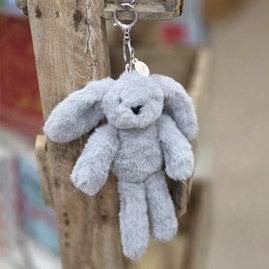Theo The Plush Grey Bunny Keyring Theo The Plush Grey Bunny Keyring