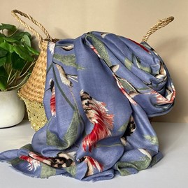 Thistle Print Scarf in Denim Blue Gifts For Women Scarves And Accessories Thistle Print Scarf in Denim Blue Bold Floral
