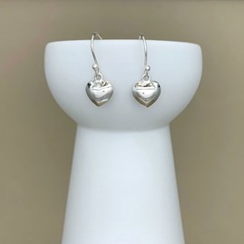 Sterling Silver Puffed Heart Earrings Bridal Jewellery Bridesmaid Jewellery Wedding Jewellery Flower Girl Maid of Honour Jewellery