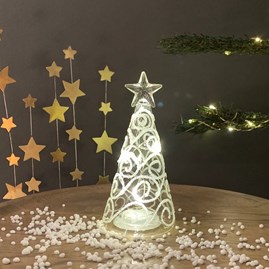Light Up Glass Christmas Tree Hanging Decoration