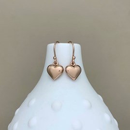 Rose Gold Plated Puffed Heart Earrings Bridal Jewellery Bridesmaid Jewellery Wedding Jewellery Flower Girl Maid of Honour Jewellery