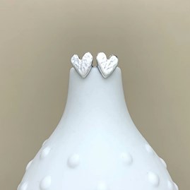 Silver Hammered Heart Earrings