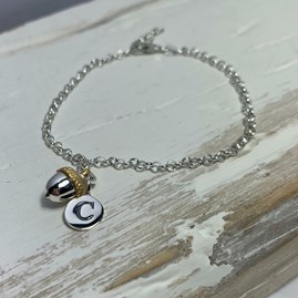 Personalised Solid Silver And Gold Plate Acorn Bracelet Personalised Solid Silver And Gold Plate Acorn Bracelet