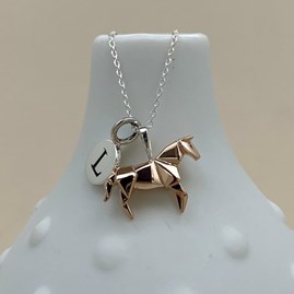 Personalised Rose Gold Plated Origami Horse Necklace