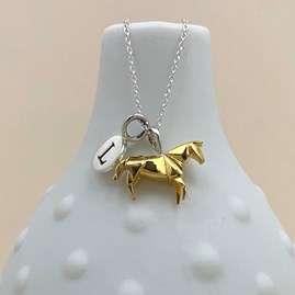 Personalised Gold Plated Origami Horse Necklace