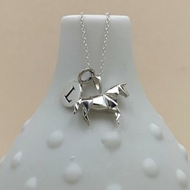 Personalised Solid Silver Origami Horse Necklace