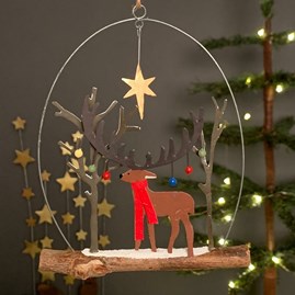 Majestic Stag With Baubles Hanging Decoration