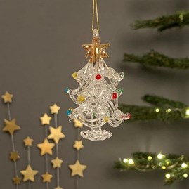 Glass Tree With Coloured Baubles Decoration Glass Tree With Coloured Baubles Decoration