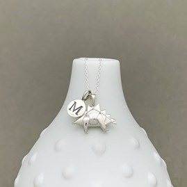 Personalised Solid Silver Origami Stegosaurus Necklace