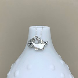 Personalised Solid Silver Origami Cat Necklace