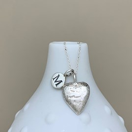 Personalised Silver Hammered Heart Necklace