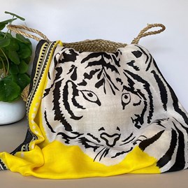 Tiger & Leopards Scarf in Yellow