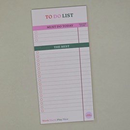 To Do List Pad - Work Hard, Play Nice To Do Notepad Making Lists Organisers Planners Notebooks Stationary Memo Pads
