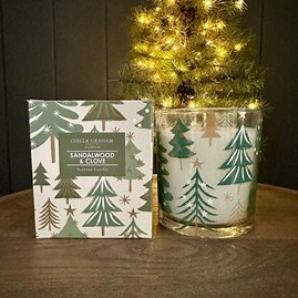 Trees Sandalwood & Clove Scented Boxed Large Candle Pot Gisela Graham Christmas Gifts Home Fragrance Gifts Christmas Sandalwood Clove Scented Candle