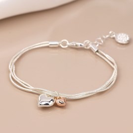 Silver Plated Costume Fashion Jewellery Silver Rose Gold Hearts Mother's Day Valentine Gifts