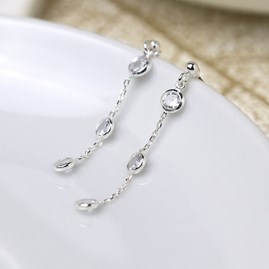 Triple Clear Crystal Drop Chain Earrings Triple Clear Crystal Drop Chain Earrings