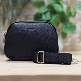 Gifts For Her Crossbody Zipped Bag In Black Matching Adjustable Strap Handbag Multi Pockets