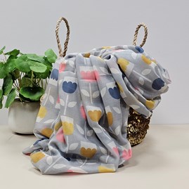 Tulips Scarf in Silver Contemporary Scarves Headscarves Spring Lightweight Mother's Day Gifts Birthday Gifts Floral Scarf