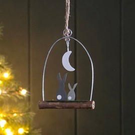 Festive Decorations Quirky Novelty Christmas Tree Decoration Metal Hanging Bauble Rabbits