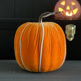 Velvet Orange Pumpkin Decoration