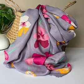 Violas Print Scarf in Grey Gifts For Women Scarves And Accessories Violas Print Scarf in Grey Bold Print