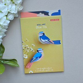 Contemporary Wall Art Decoration Hanging Self Assembly 3D Creative Kits Blue Tits Design