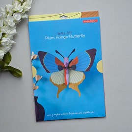 Wall Art - Large Plum Fringe Butterfly Contemporary Wall Art Decoration Hanging Self Assembly 3D Creative Kits Butterfly Design