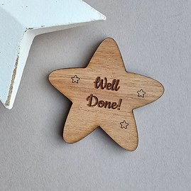 'Well Done!' Wooden Star Pocket Token Wooden Sentiment Token Wooden Keepsake Gift Sentiment Gifts Pocket Token Gift